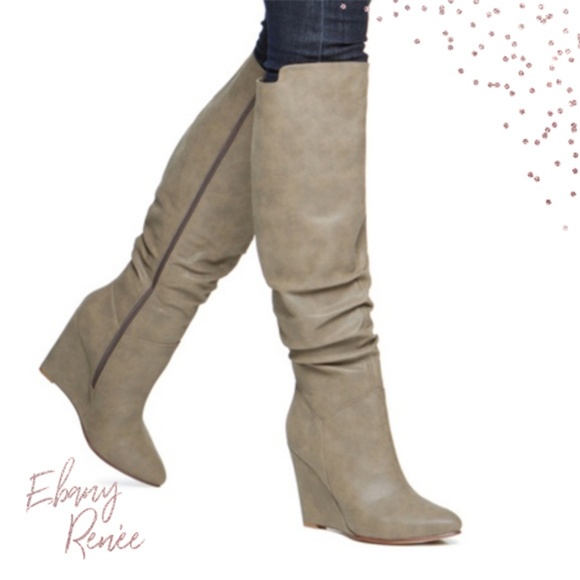 Izabella Ru Shoes - Izabella Rue | Kasandra Grey Knee Wedge - 9